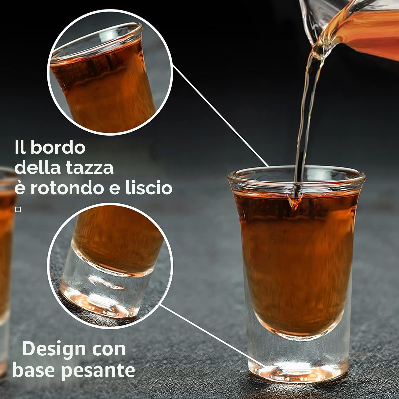 Set di 12 bicchierini da shot e supporto da 30 ml, in cristallo trasparente con vassoio, organizer per liquori, tequila, whisky, brandy, vodka, rum, cocktail e feste