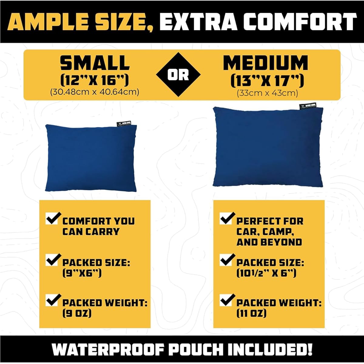 $7/mo Finance Wise Owl Outfitters Camping Pillow – Memory Foam