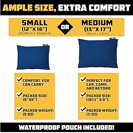 Wise Owl Outfitters Camping Pillow - Memory Foam Travel Pillow for Airplane Sleeping, Hiking, Backpacking & Outdoor Use - Small & Portable for Adults, Car, Camp & Tent