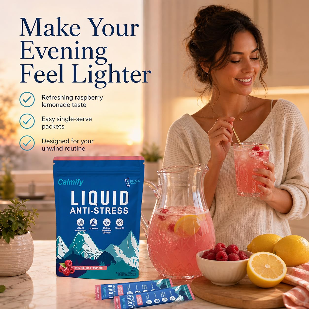 Liquid Anti Stress Cortisol | Liquid Magnesium Drink Cortisol | L-Theanine, Ashwagandha, Magnesium, Ashwagandha | 20 Packets | Sugar Free — Amazon image 5