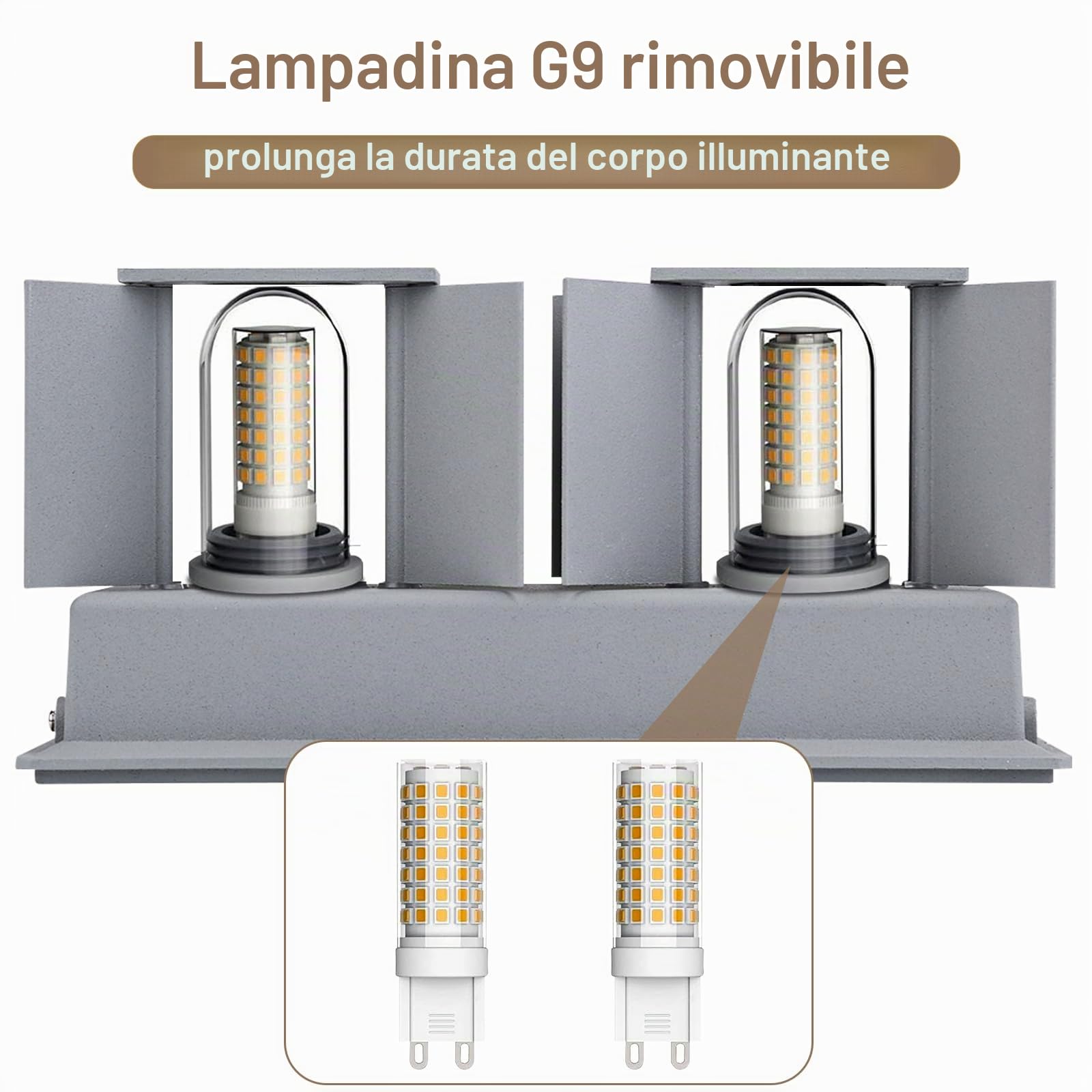 ENCOFT 24W LED Lampada da parete Esterno Interno, Lampadina Sostituibile G9