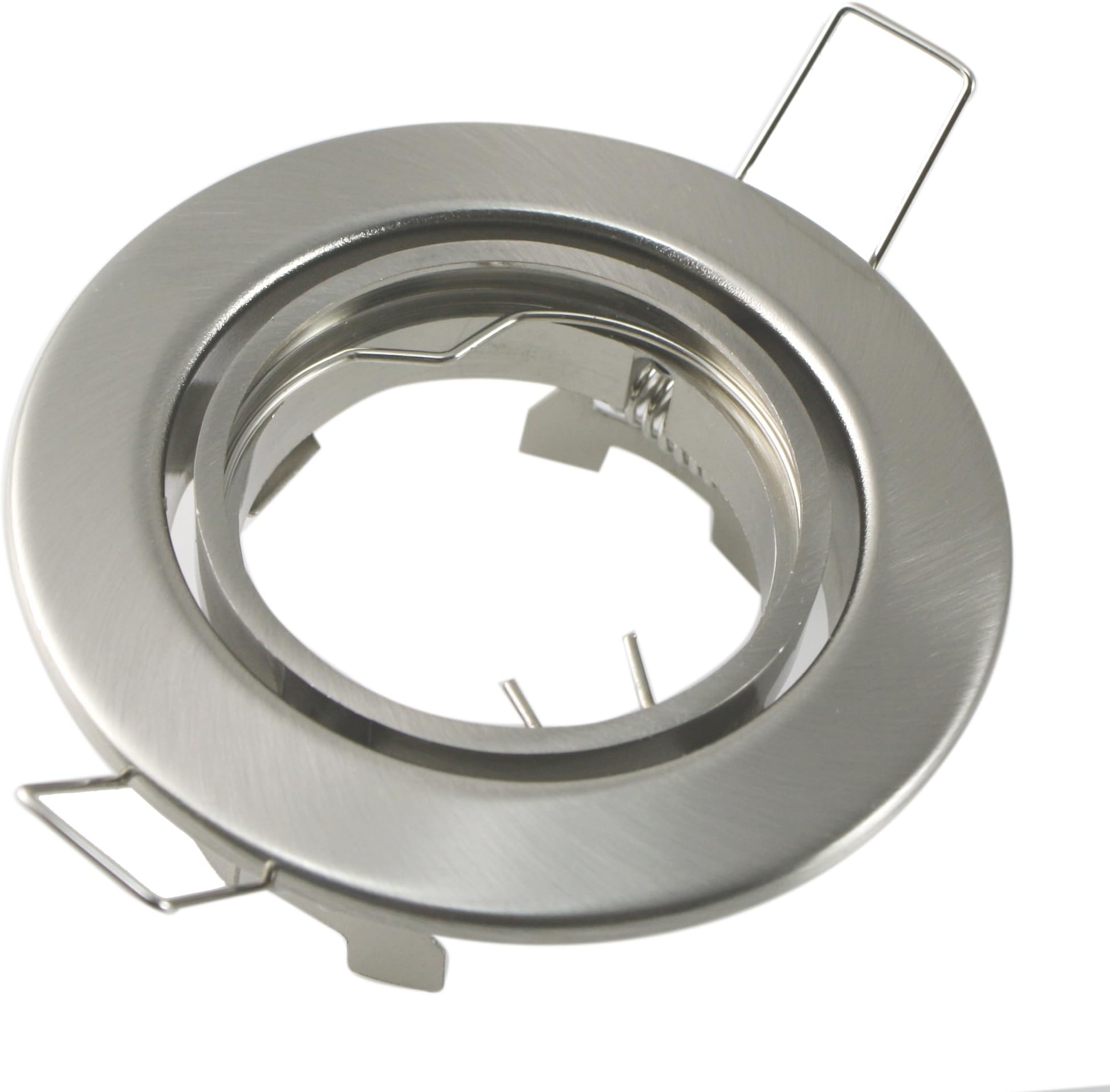 10 x metal recessed socket mounting ring, recessed spotlight, down-light ceiling spotlights, brushed silver, swivel, with 12V and 230V socket