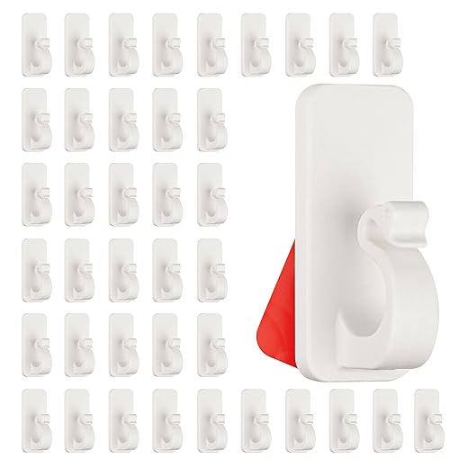 glowhitch Adhesive Hooks for Outdoor String Light, Cable Clip for Christmas Light Outdoors String Lights Clip,Adhesive for Patio Hold Fence Hangers and Christmas Lighting Strips Hook (White)