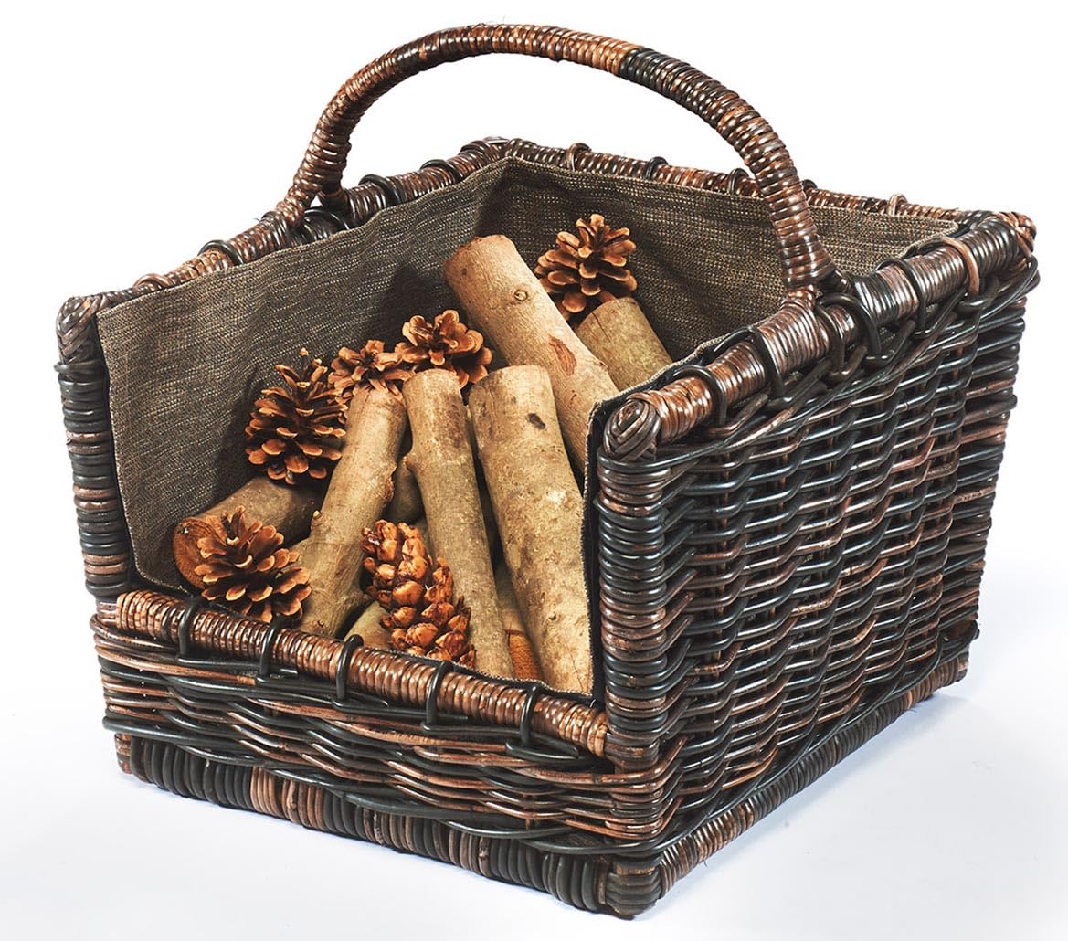 Kobolo Kaminholzkorb Holztrage für Kaminholz aus Rattan mit Stoff