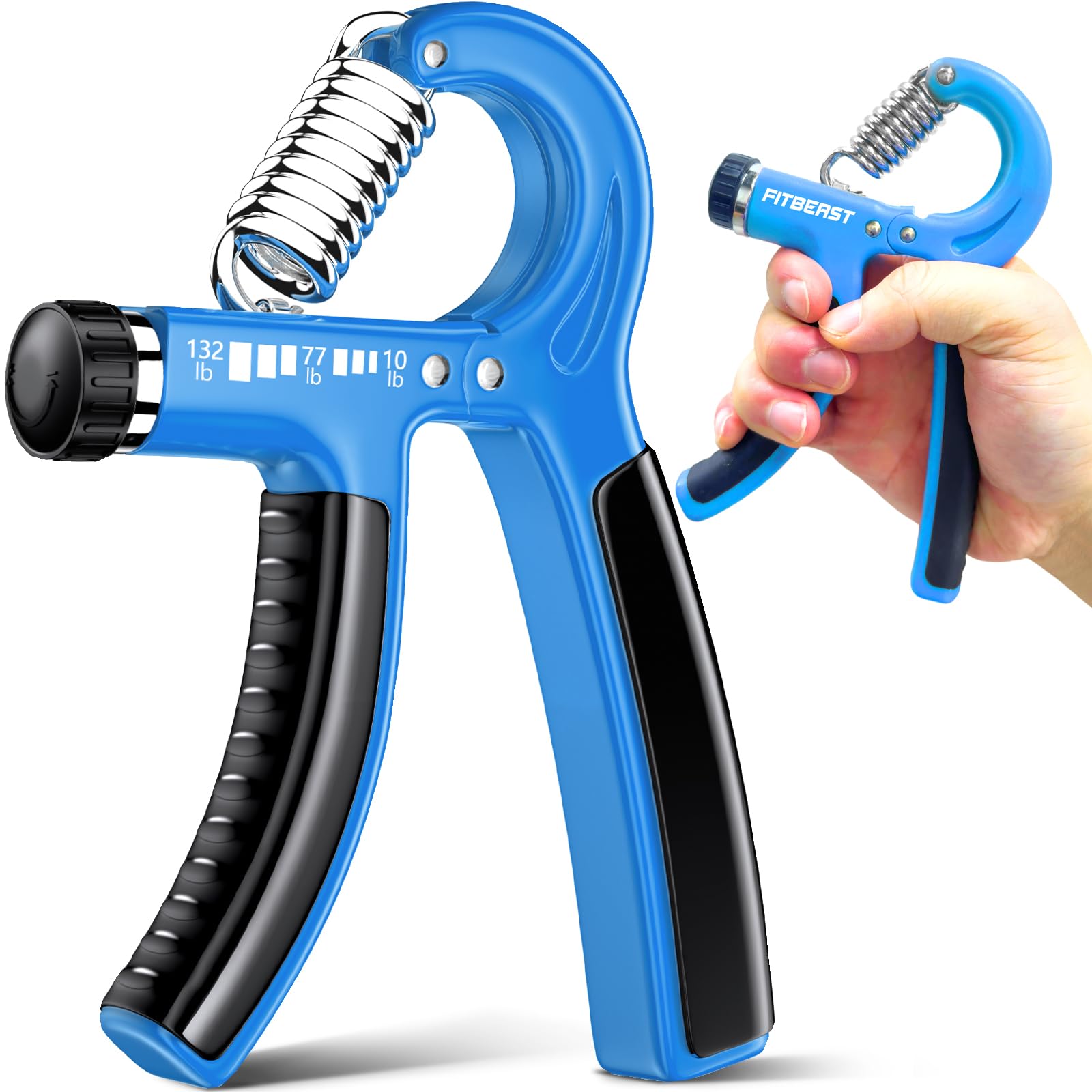 FitBeast Grip Strengthener Forearm Strengthener, Adjustable Hand Grip Strengthener for Strength Training & Rehabilitation, 10-132 lbs Resistance, Ideal for Athletes and Physical Therapy (1 Piece)