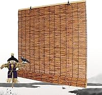 Vista 1 de Persiana romana enrollable de bambú retro sin cordón, persianas enrollables retro de bambú, persianas enrollables de bambú para exteriores, 72 x 72