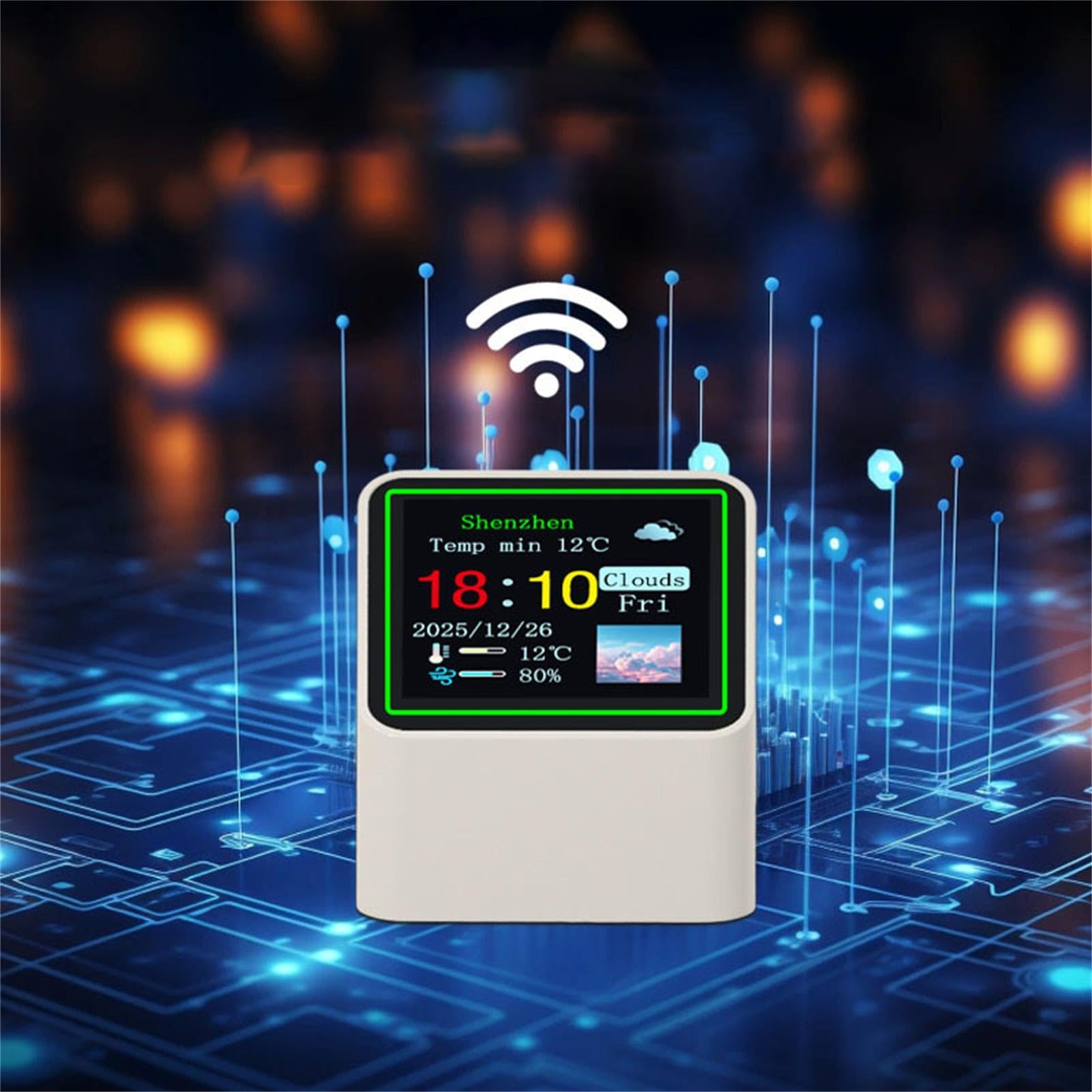 Estación Meteorológica Digital,Dispositivo de Seguimiento de Humedad - Estación Meteorológica Digital Pequeña Electrónica de Mesa para Hogar - Para Dormitorio Hogar Cocina Oficina Garaje y Aula