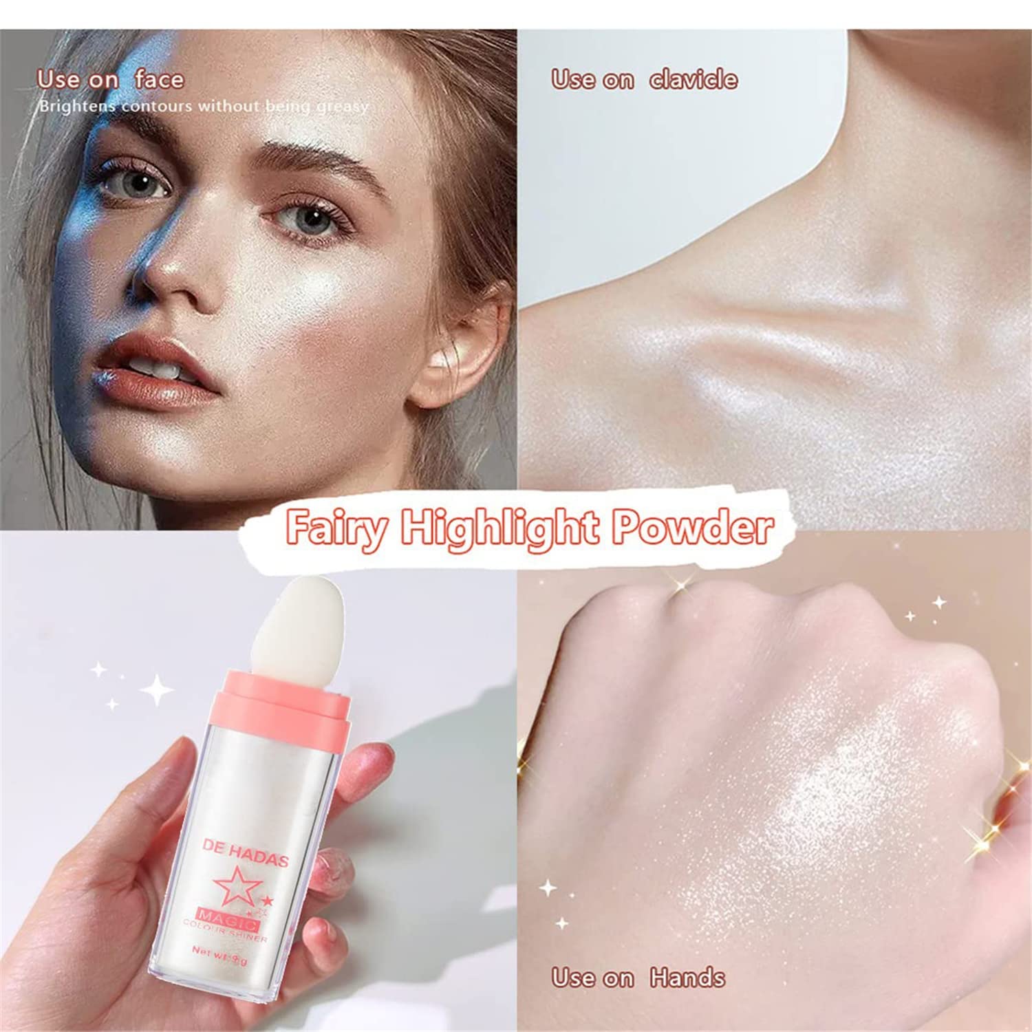 Körper-Highlighter Puder Golden - Glitzer-Pulver Mit Schwamm Für Gesicht, Beine & Dekolleté
