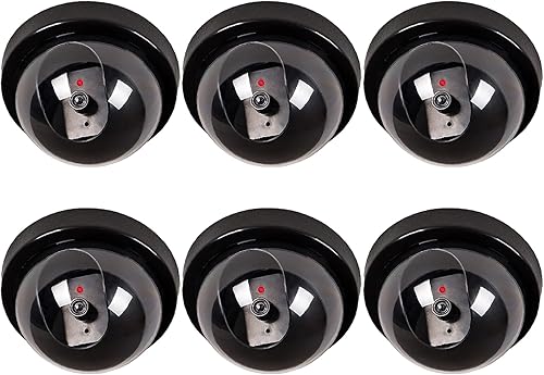 Miniatura 12 de WALI Cámara de seguridad CCTV falsa tipo domo con luz LED roja intermitente con calcomanías de alerta de seguridad (SD-2), 2 paquetes, negro