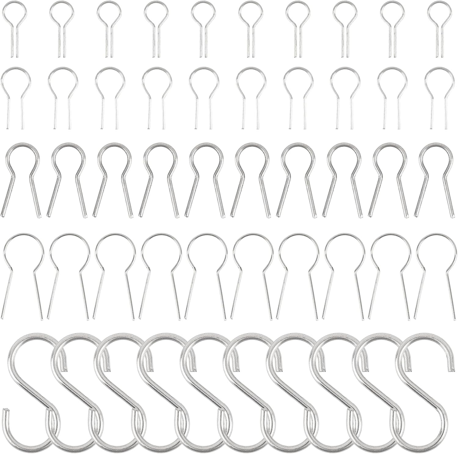 Framendino, 50 Pack High Temperature Hanging Hooks Wire Jump Rings 5 Styles