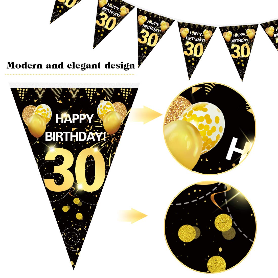 30 Ans Anniversaire Homme,Anniversaire 30 Ans Bleu Argent Ballon 30 Ans Bannières De Joyeux