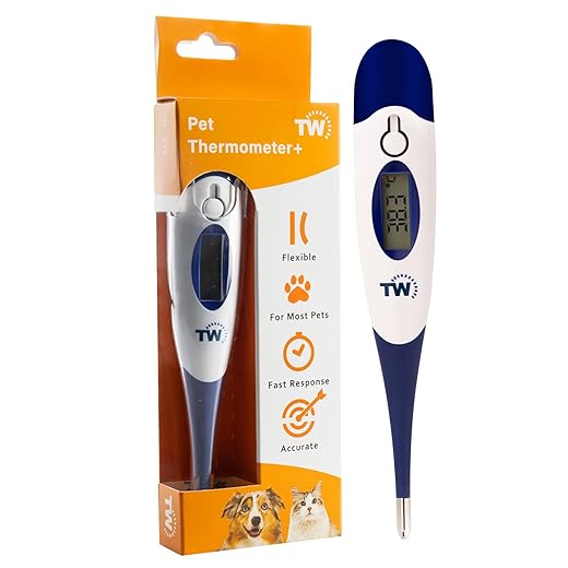 Digitales Haustierthermometer für Tierbesitzer von Hunden, Katzen, Pferden, Tierärzten, flexible Temperatursonde, inkl. Tierarzt-Diagramm