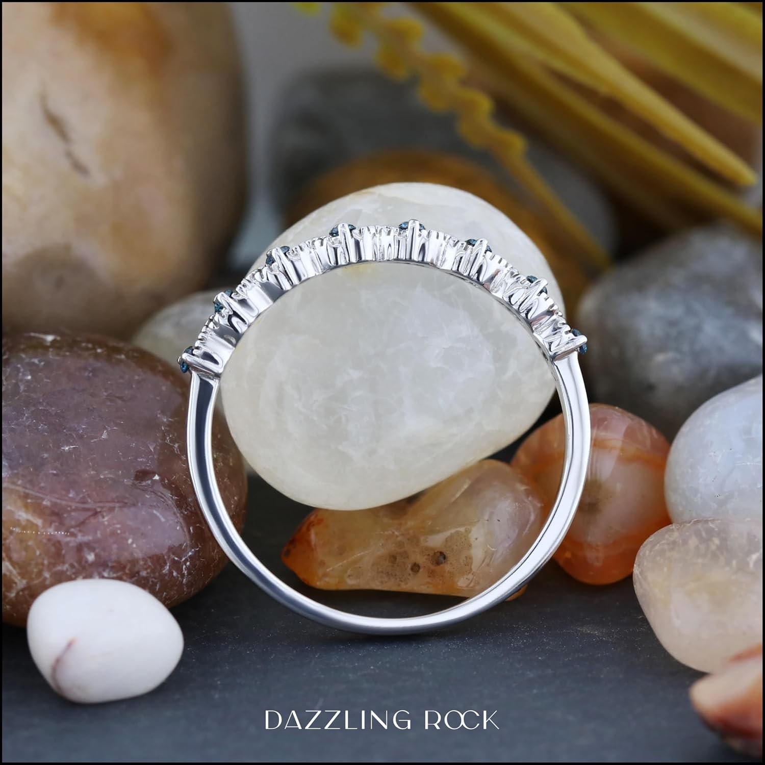 Dazzlingrock Collection 0.08 Ctw Round Blue Natural Diamond Ladies Anniversary Wedding Stackable Band Ring in 925 Sterling Silver