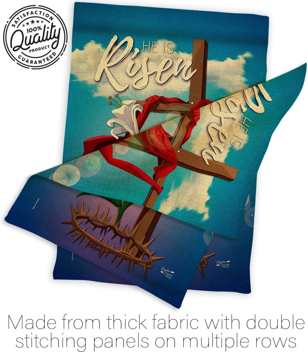 Easter Cross Garden Religious Faith Hope Grace Peace Dove Christian Religion House Decoration Banner Yard Gift Double-Sided, Small Flag Set w Wall Holder, Made in USA