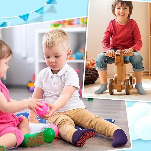 Miniatura 6 de Geyoga 12 pares de calcetines antideslizantes con agarre al tobillo para niños y niñas pequeños