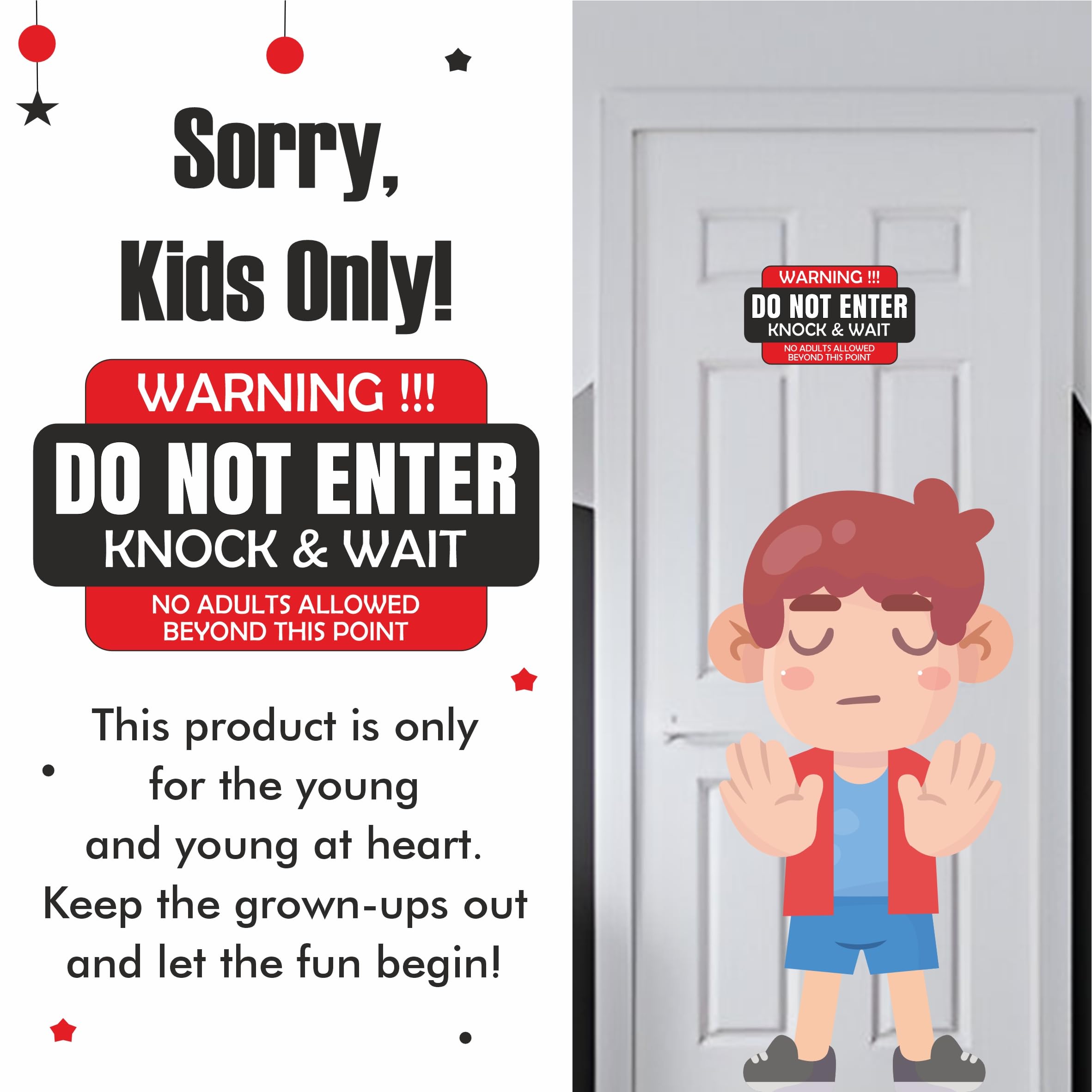 Do Not Enter – Knock \u0026 Wait Kids Bedroom Door Sign – Private – No Entry –  BigaMart, image size:2363x2363