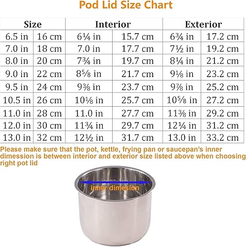 Miniatura 5 de Tapa universal de vidrio templado con perilla de tapa de madera con cabeza de pescado grueso, tapa para olla de cocción lenta, transparente, sin