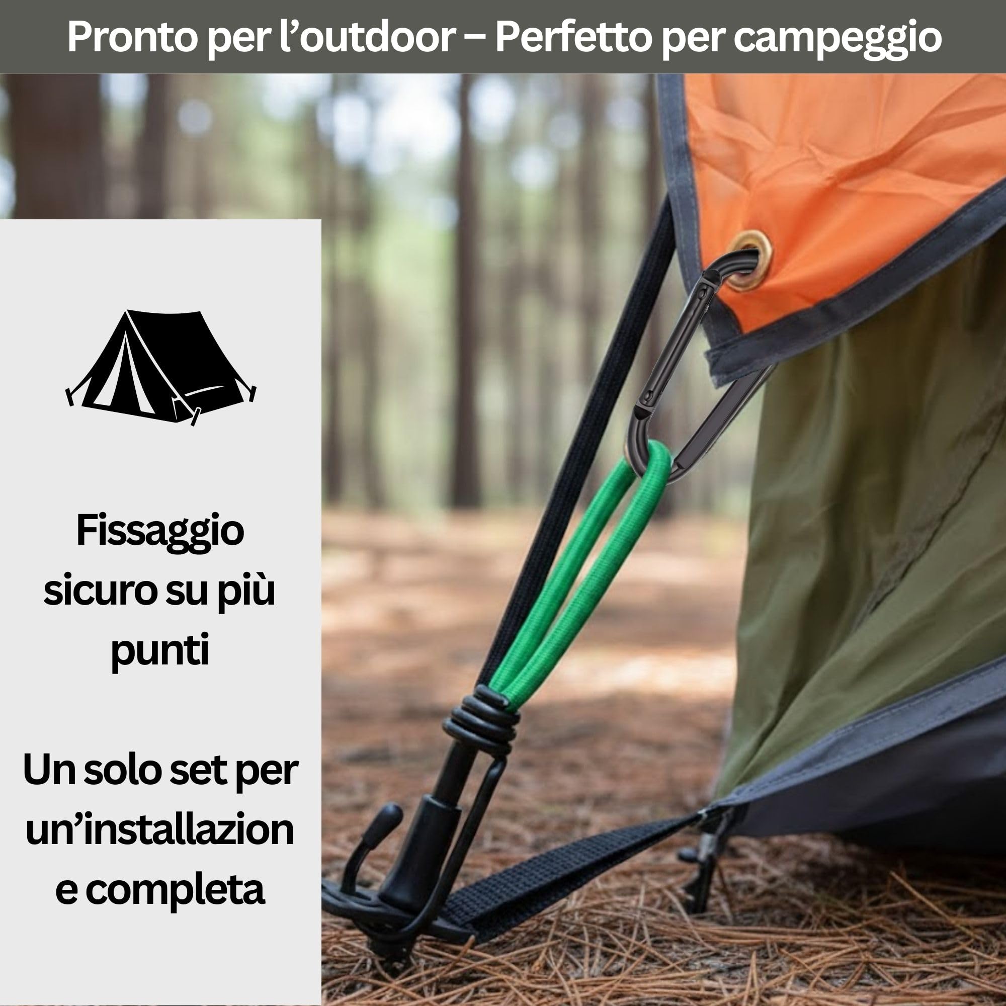 Moschettone Acciaio Inox Nero M8 8 cm (Set da 4) - Moschettoni portachiavi porta chiavi a molla fino a 250 kg - zaino borse guinzaglio cane amaca campeggio palestra