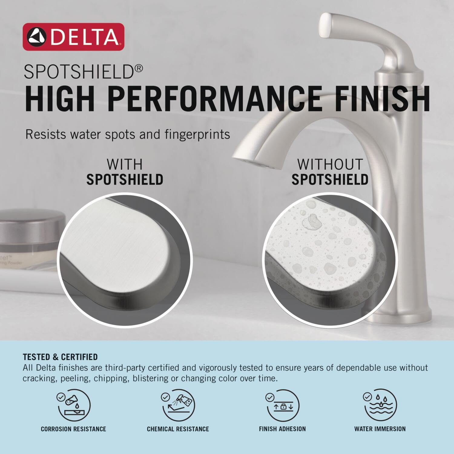 Delta Faucet Arvo 115840LF-SPPD - Grifo de Lavabo Extraíble de un Solo Agujero, Níquel Cepillado, Grifo de Baño con Pulverizador Extraíble, Grifo de Baño de una Sola Manija, Níquel SpotShield