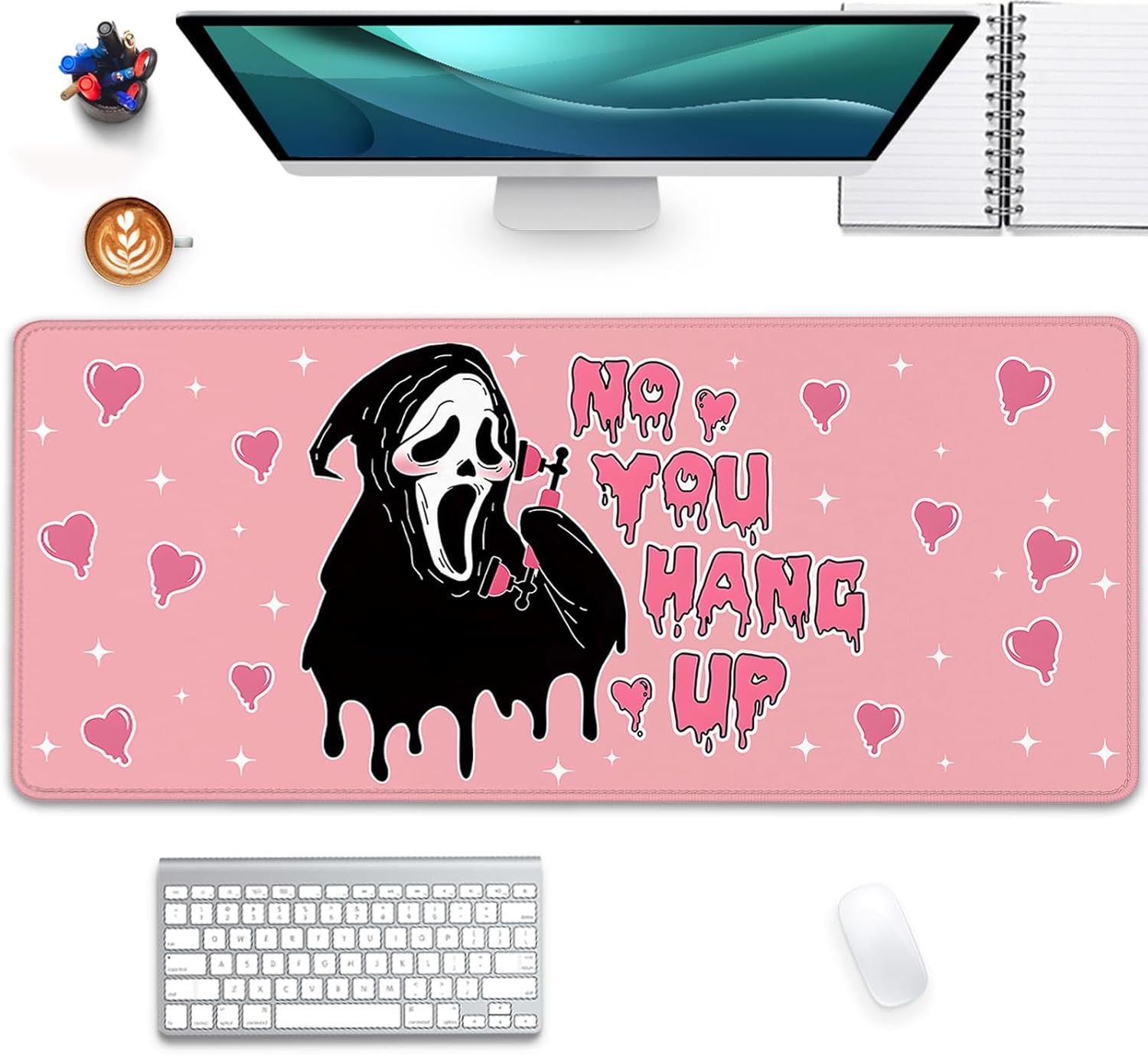 Ghostface Desktop Mouse Pad Large,Desk Pad,Pink Mouse Pad