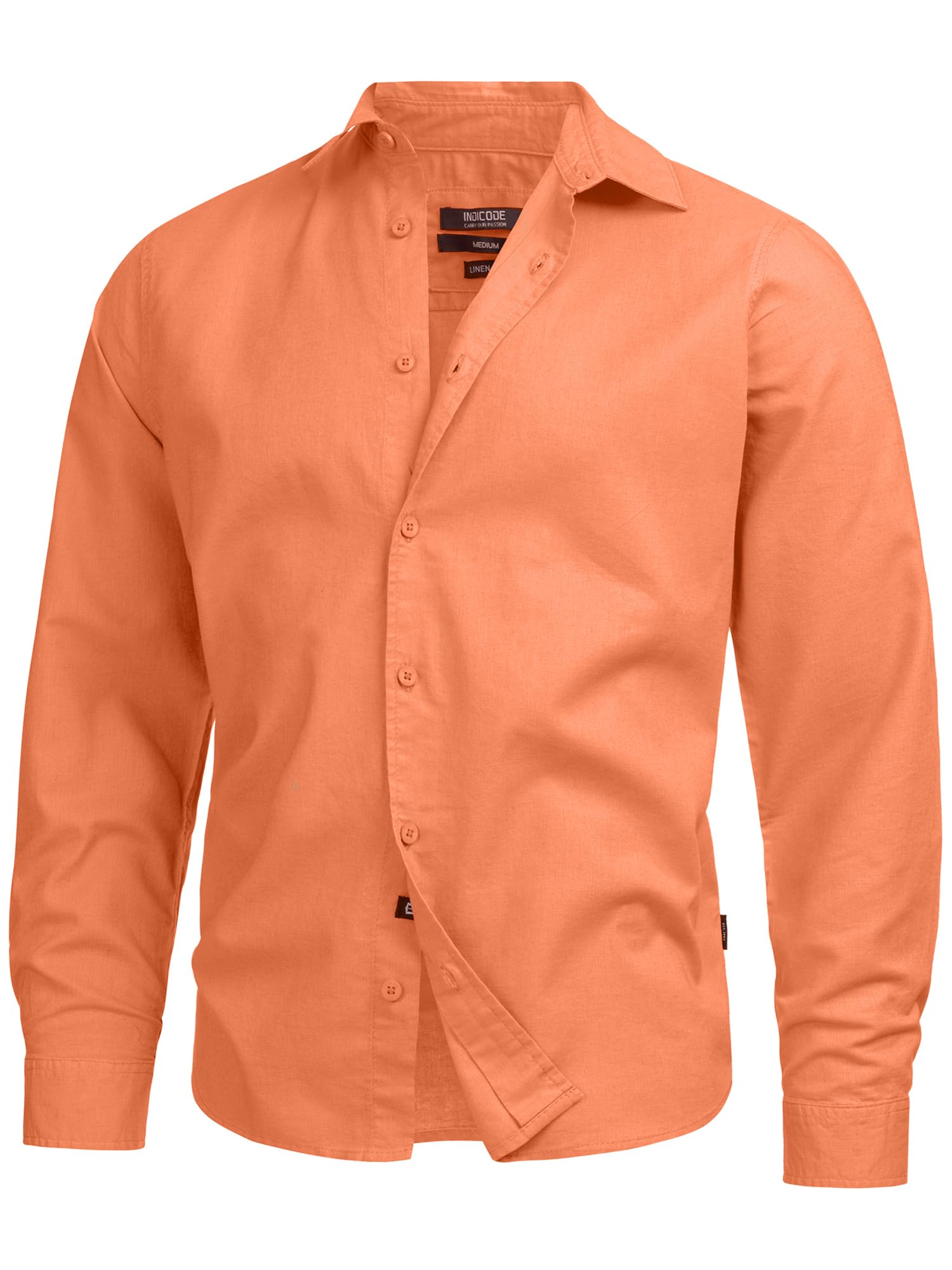Indicode Hombres INSville Camisa de Verano confeccionada en Mezcla de algodón y Lino