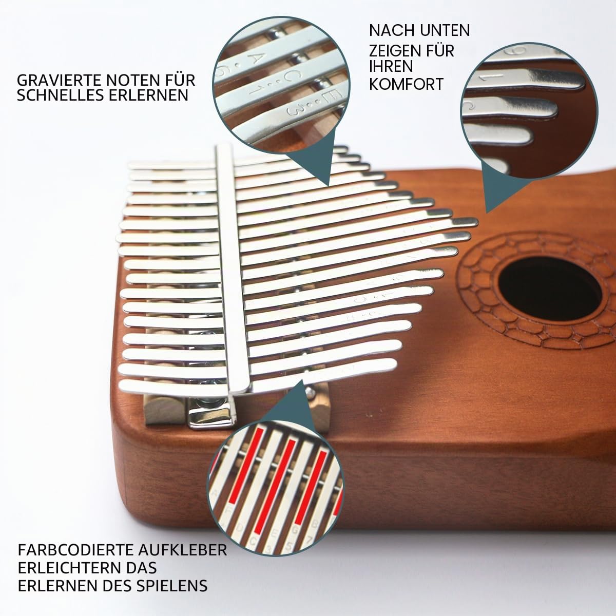 Kalimba Daumenklavier, Stylophon-Instrument, hochwertig, leicht und langlebig, Mahagoni, Musikgeschenke für Kinder und Erwachsene