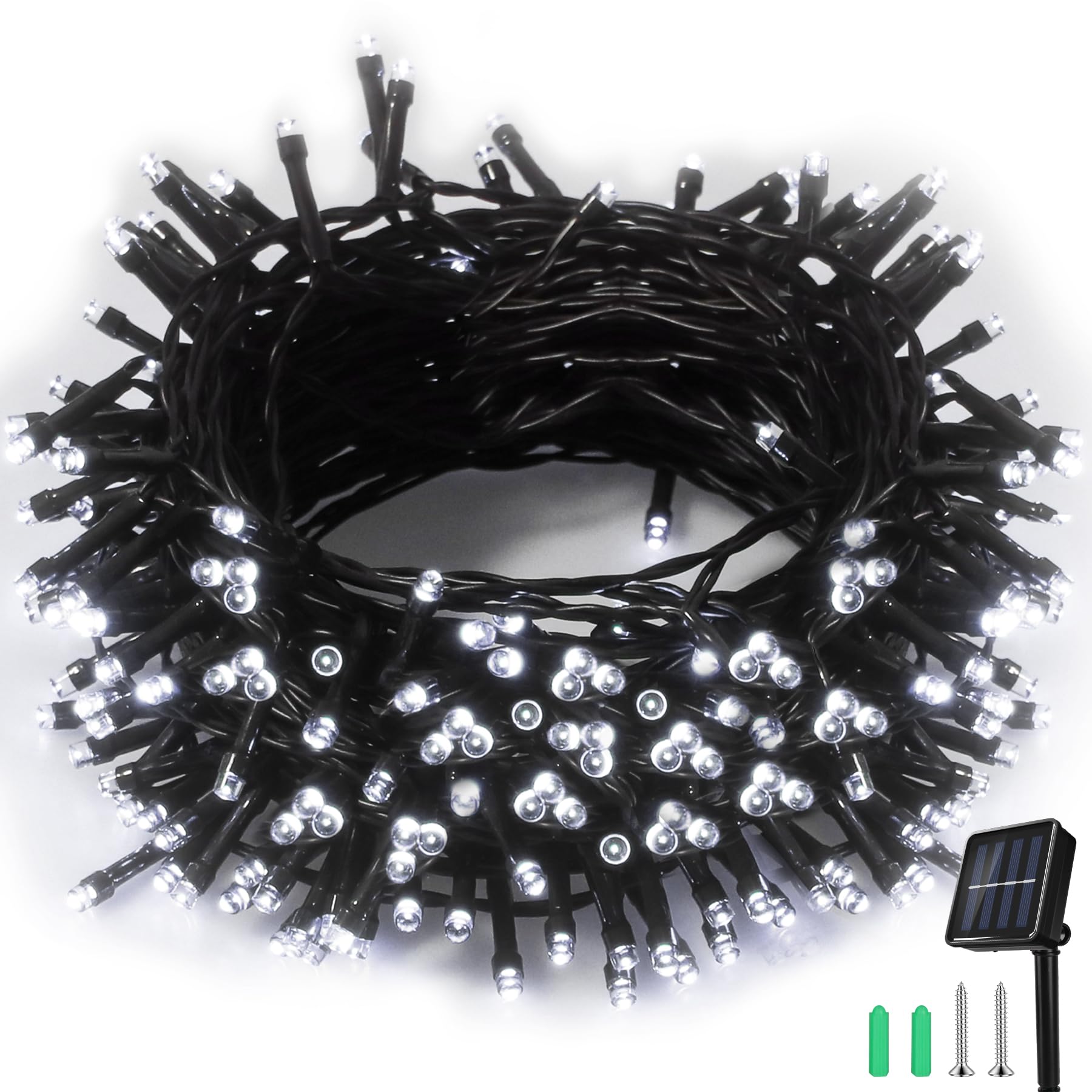 SLWOO Solar Lights Outdoor Garden, 20M/65ft 200 LED String Lights Waterproof, 2 Modes