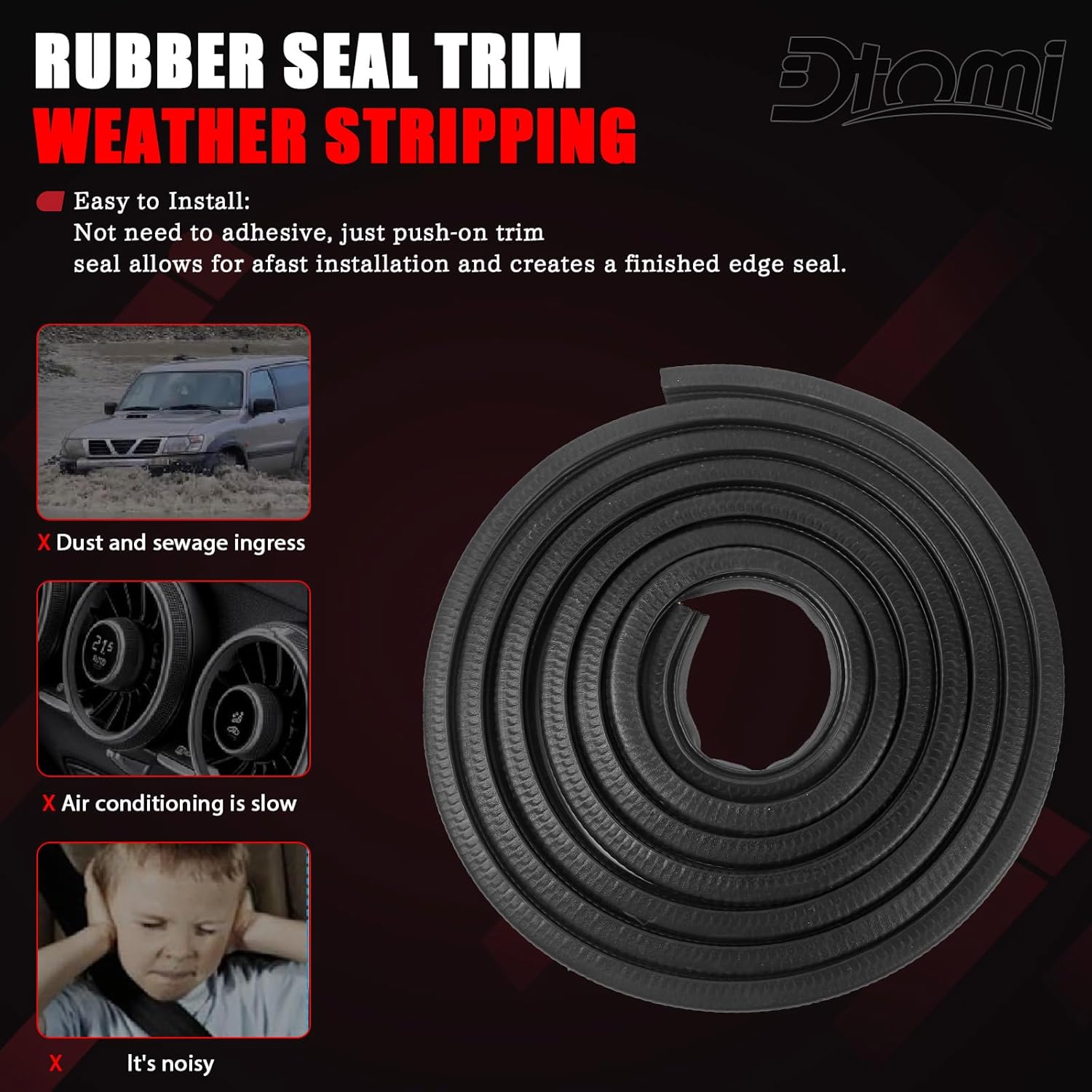 Door Seal Weatherstrip, Rubber Seal Trim Weather Stripping Compatible With Chevy GMC Vehicle 1988-2000 Suburban Tahoe Yukon C1500 C2500 C3500 K1500 K2500 K3500 Replaces# 1AWSK00228, AM-35015073 (2PCS)