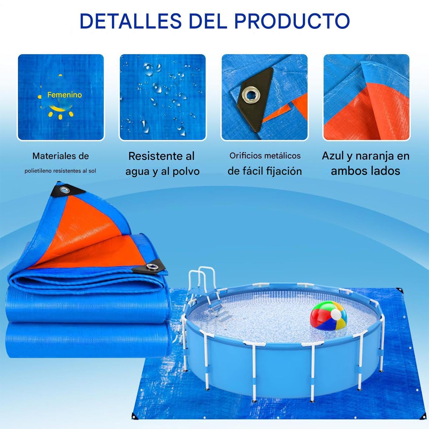 Base Protectora para Liner De Piscina Resistente E Impermeable con Ojales | Protector Liner Evita Piedras en exteriores, patios, villas, hoteles, jardines, propietarios y entusiastas