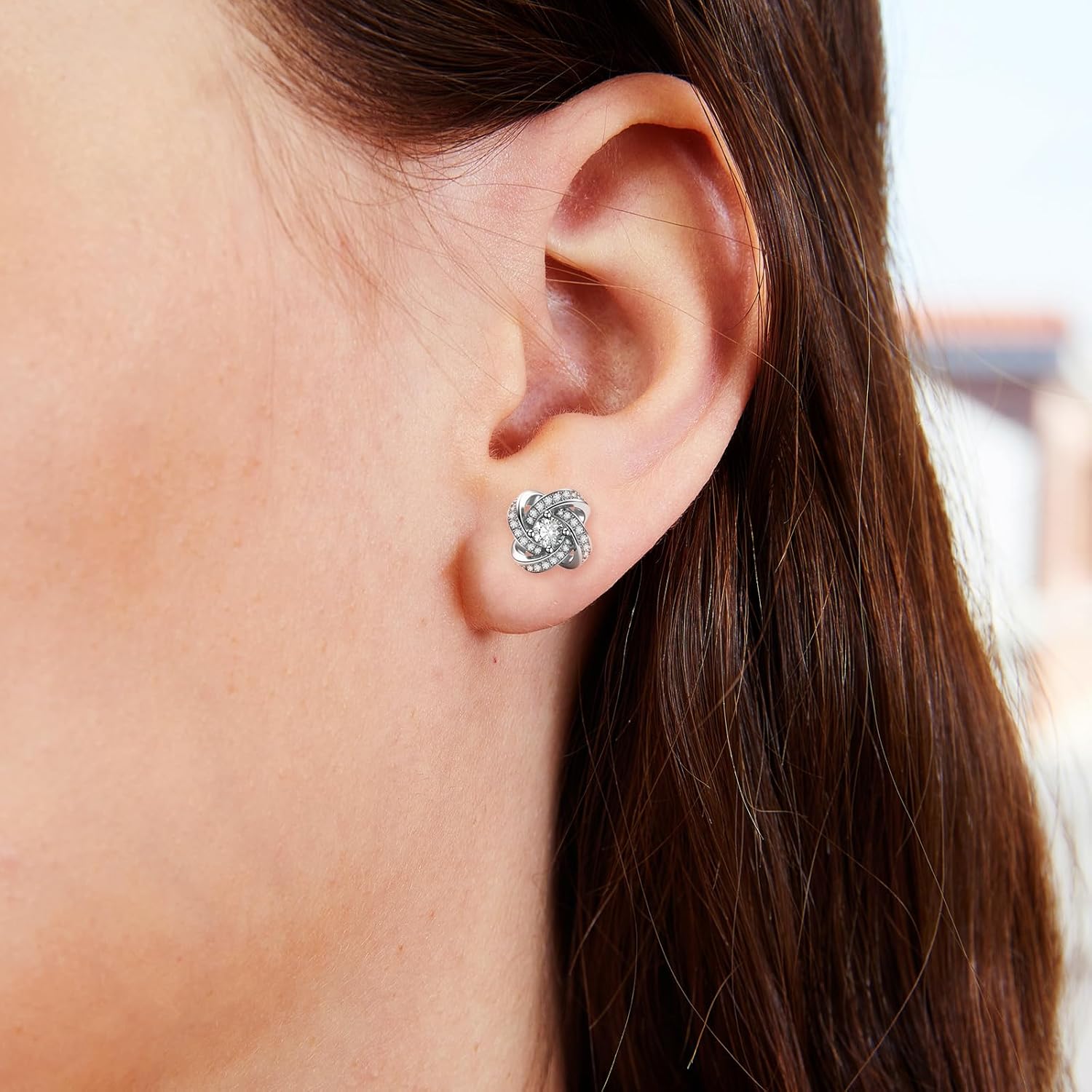 VOLUKA Cubic Zirconia Stud Earrings for Women - Hypoallergenic Earrings for Sensitive Ears - Simulated Diamond CZ - Image 5