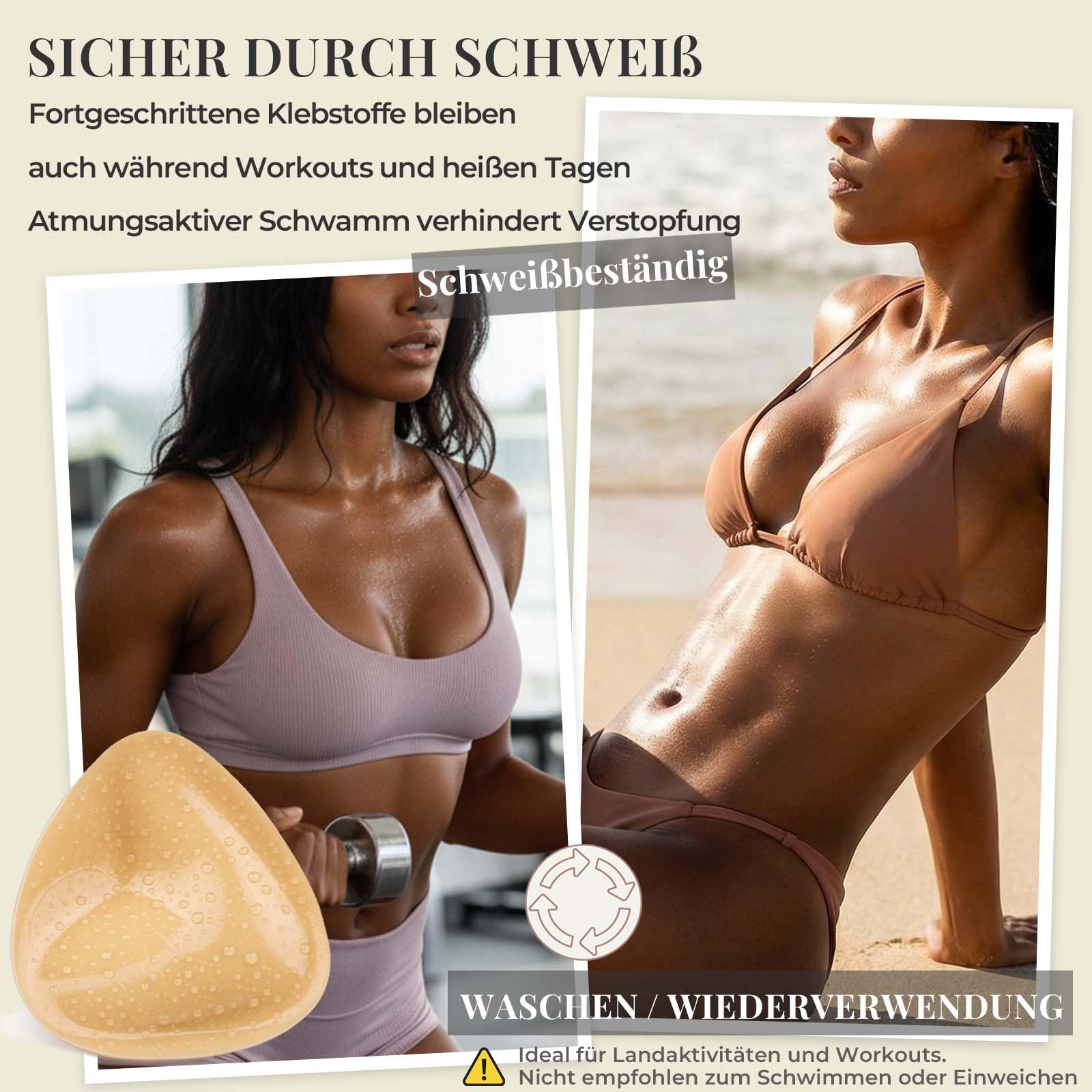 Klebe BH Einlagen, Doppelseitige Klebende Push-Up Einlagen, Wiederverwendbare Bikini-Einlagen, Klebe-BH Pads für Badeanzüge Sport-BHS Bikini