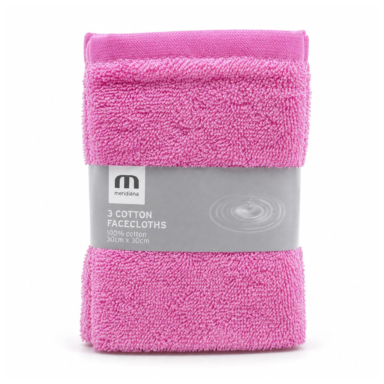 MERIDIANA Super Soft 100% Cotton Family Washcloths, Pink, 3 Pack