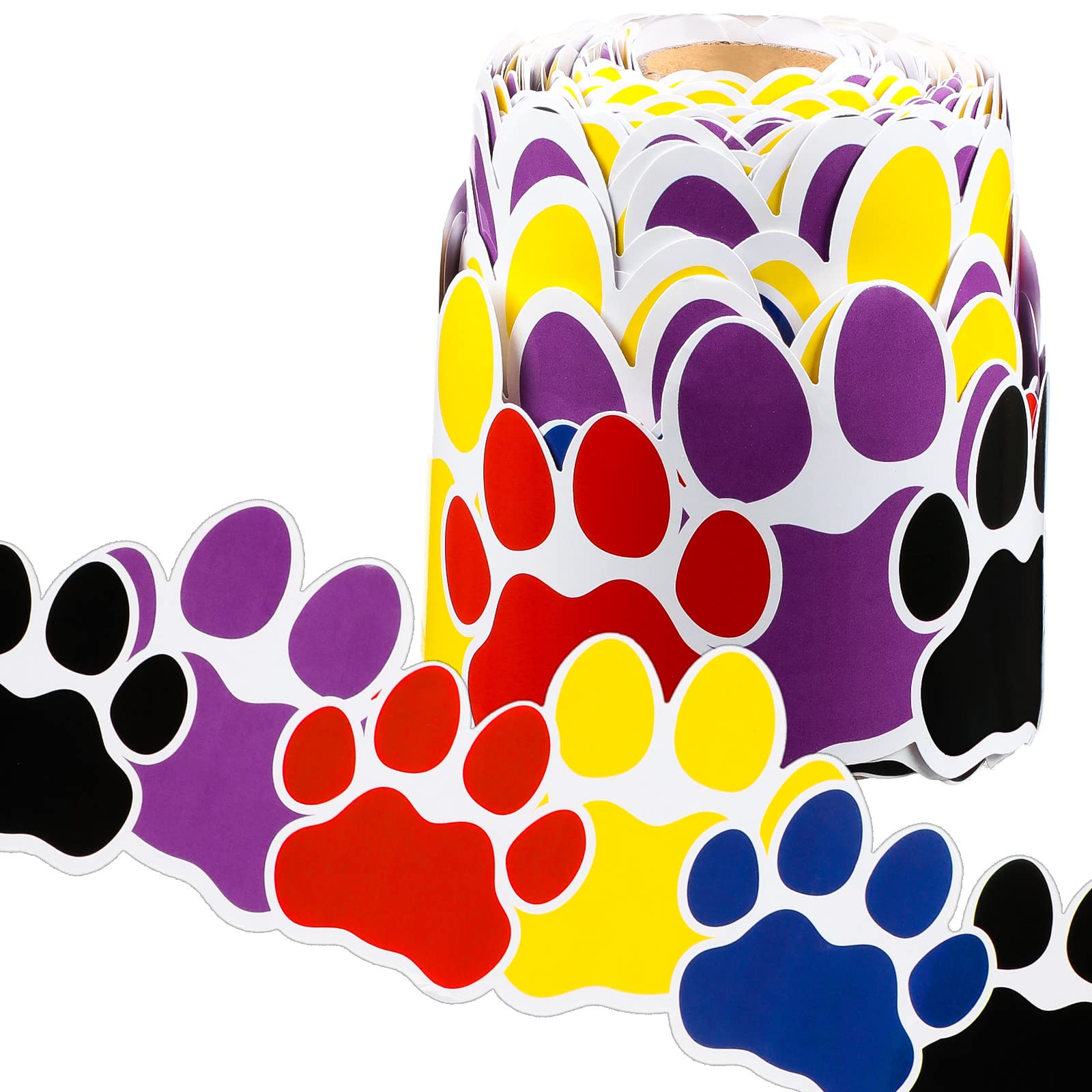 Panelee Paw Print Border 68.9 Feet Bulletin Board Border Butterflies Flowers Bee Space Inspirational Cute Decor for Classroom Bulletin Boards Chalkboard Wall Decor — image 1