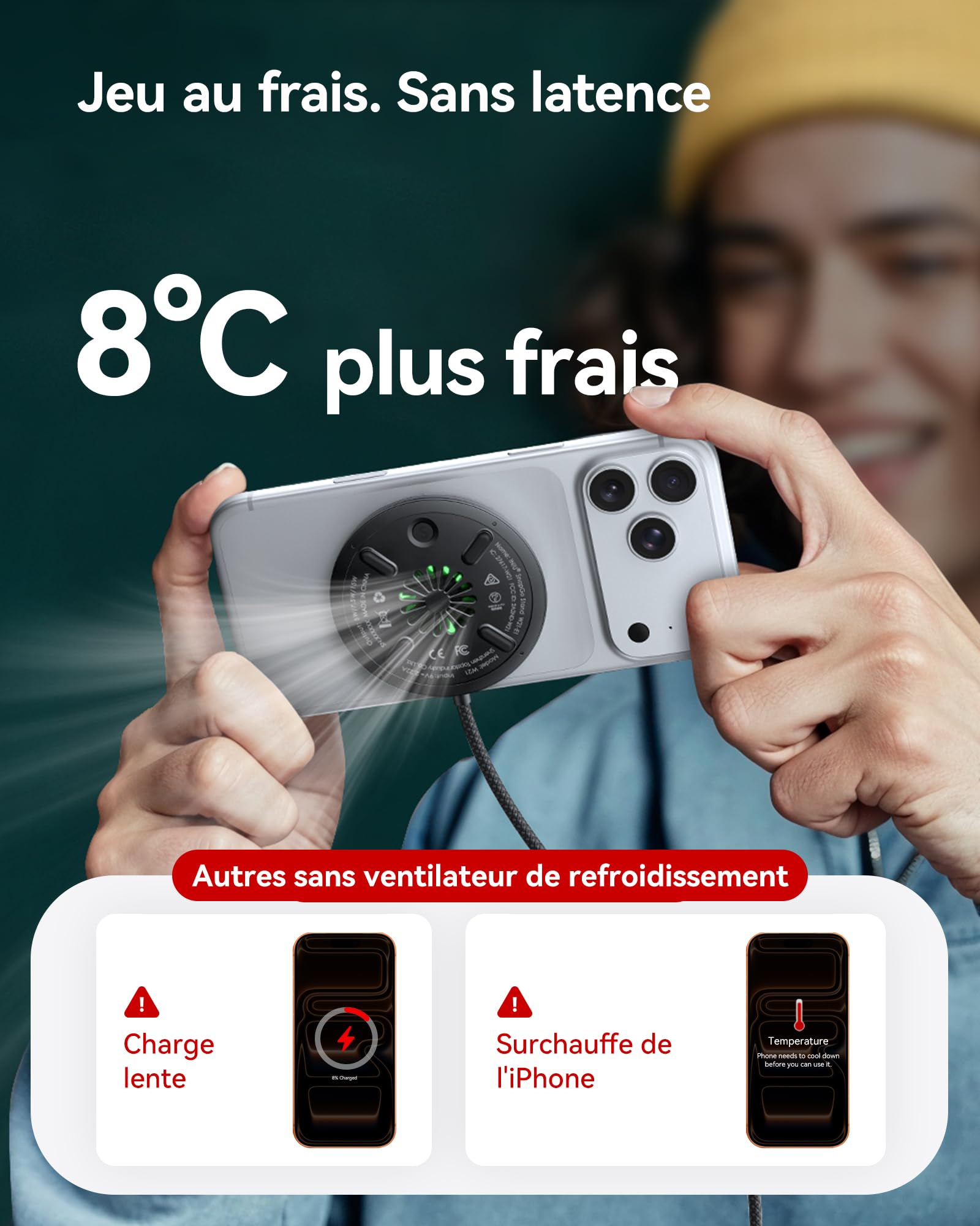 INIU Chargeur Induction iPhone, 15W Certifié Qi2 Chargeur Sans Fil Magnétique avec Refroidissement, Charge Rapide Mag-Safe pour iPhone 17 16 15 14 13 12 Pro Max AirPods 4 3 (avec Adaptateur USB C 20W)