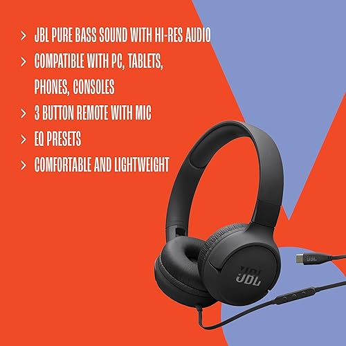 Miniatura 5 de JBL Tune 520C - Auriculares intraurales con cable USB-C con soporte de audio de alta resolución, sonido JBL Pure Bass, ajuste cómodo, conectividad