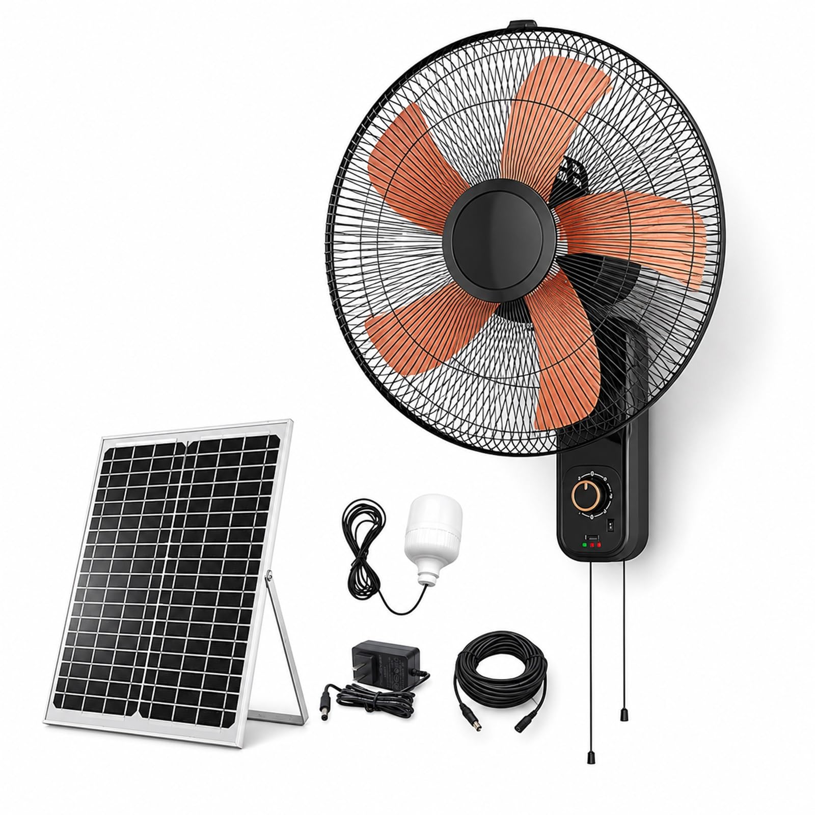 Ventilador Solar de Pared de 43 cm oscilante para exterior con 30h de batería