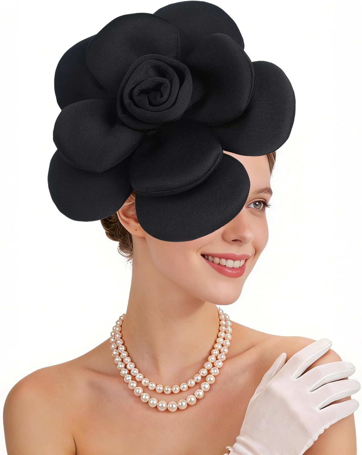 Rose Flower Fascinators Hats - 2026 Elegant Extra Large Fascinator Hat Rose Cocktail Headpiece for Women Church