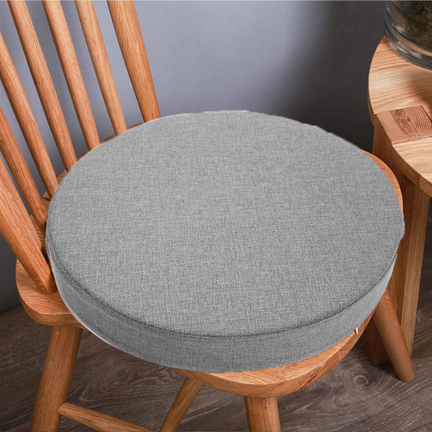 Waigg Kii Thicked 3/5/8cm Chair Pad Cushion,Dining Chair Cushions Seat Pad Round 40/45cm Soft Chair Pads for Indoor Office Patio Garden (50x50x8cm,Grey)