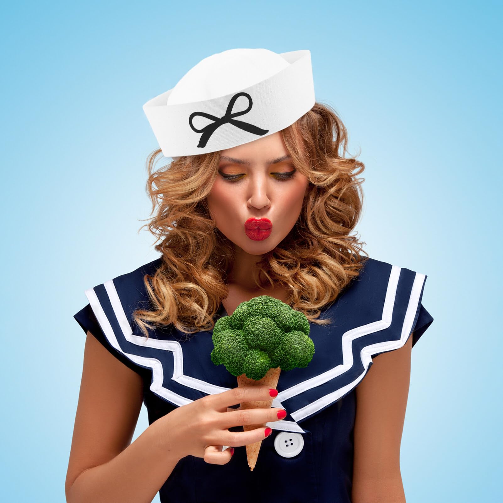 BESTOYARD Sailor Hat, White Beret Hat with Bow Summer Nautical Style Hats Captain Uniform Cap Lovely Yacht Boat Sailor Halloween Costume Prop for Woman Girls