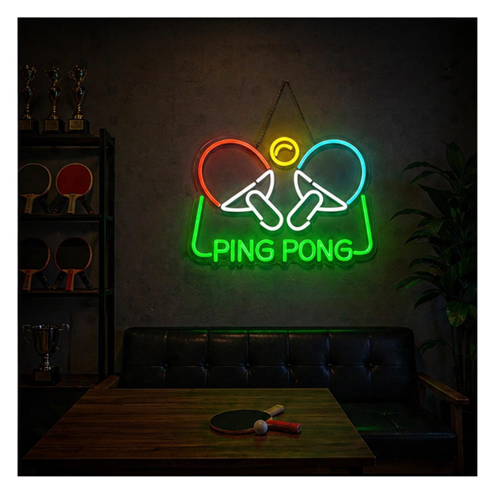 Decoración Lámparas Letrero De Neón PING PONG Con Luz Regulable Y Alimentación Por USB Para Amantes Del Tenis De Mesa, Decoración Deportiva Personalizada, 42cmx29cm