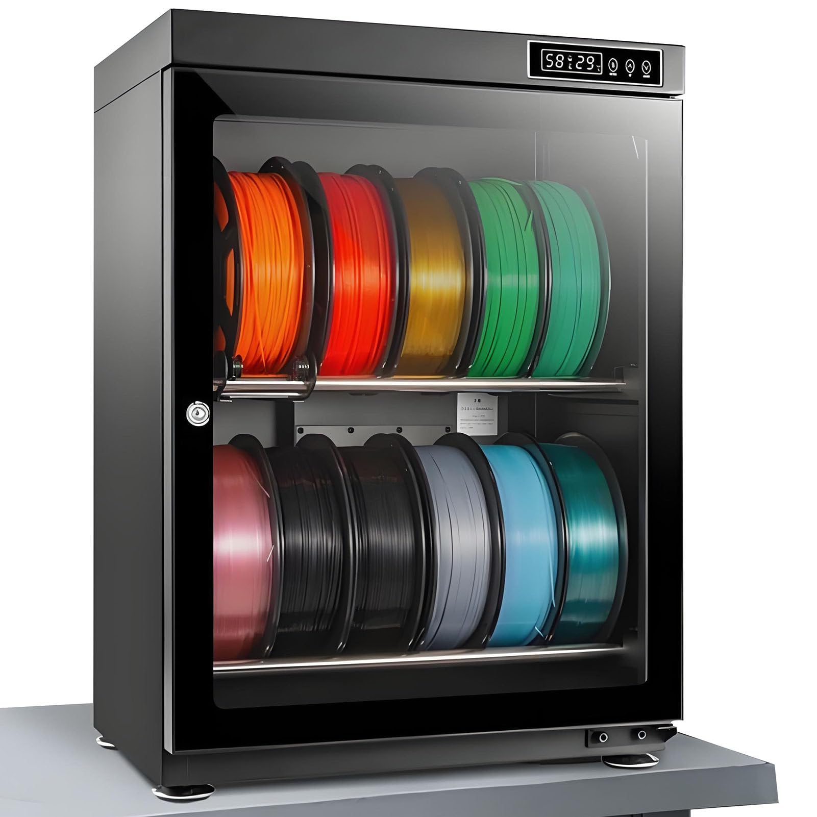 SHENGSHIYU 3D Printer Filament Storage Box,Dehumidifying Filament Dryer Box,2 Layer/3 Layer Optional,For 10-12/15-21rolls 1kg Spools, 15%-60% Rh Moisture Control for Home and Small Studios SD070