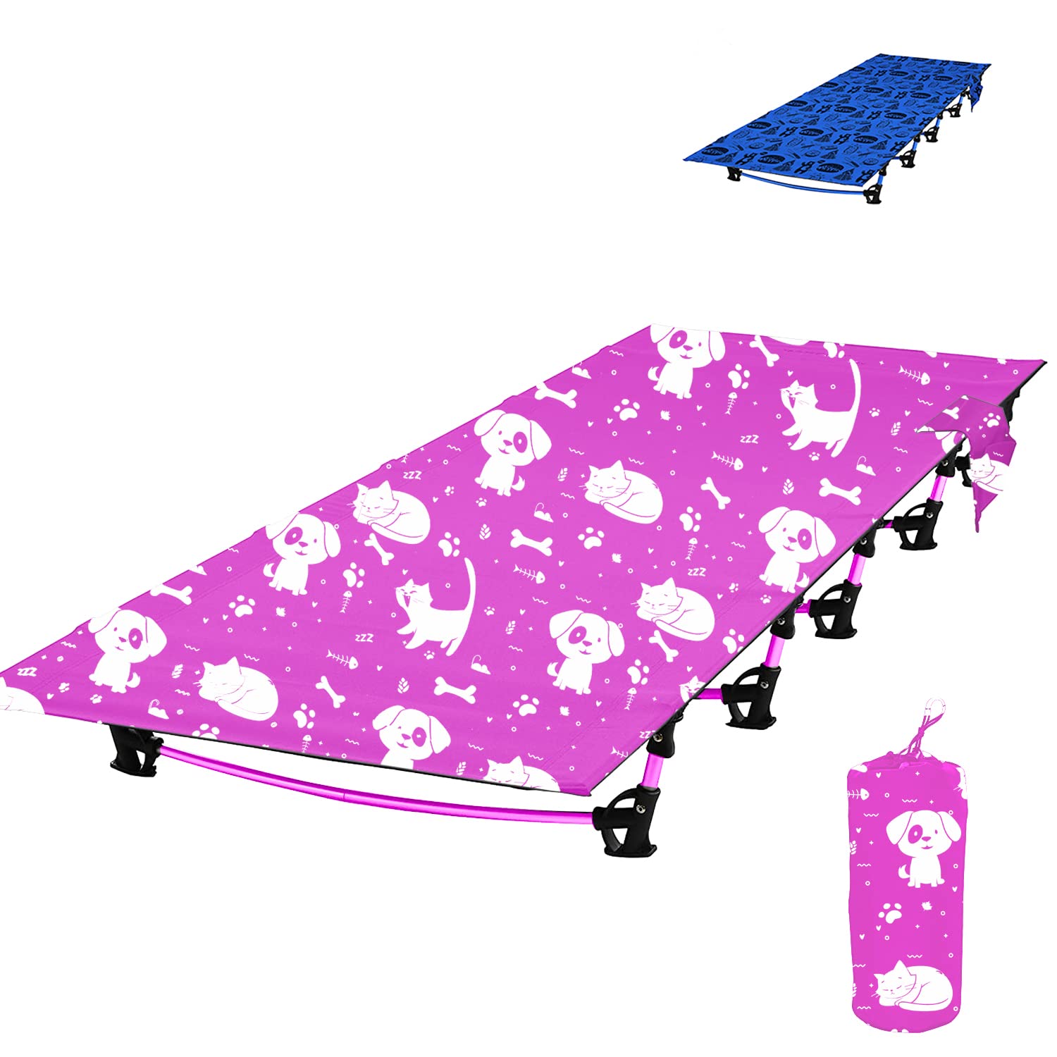 Kids Camping Cot and Toddler Travel Bed | Lightweight and Compact Cots for Sleeping | Portable Folding Cot for Toddler, Kids, Youth and Even Adults (