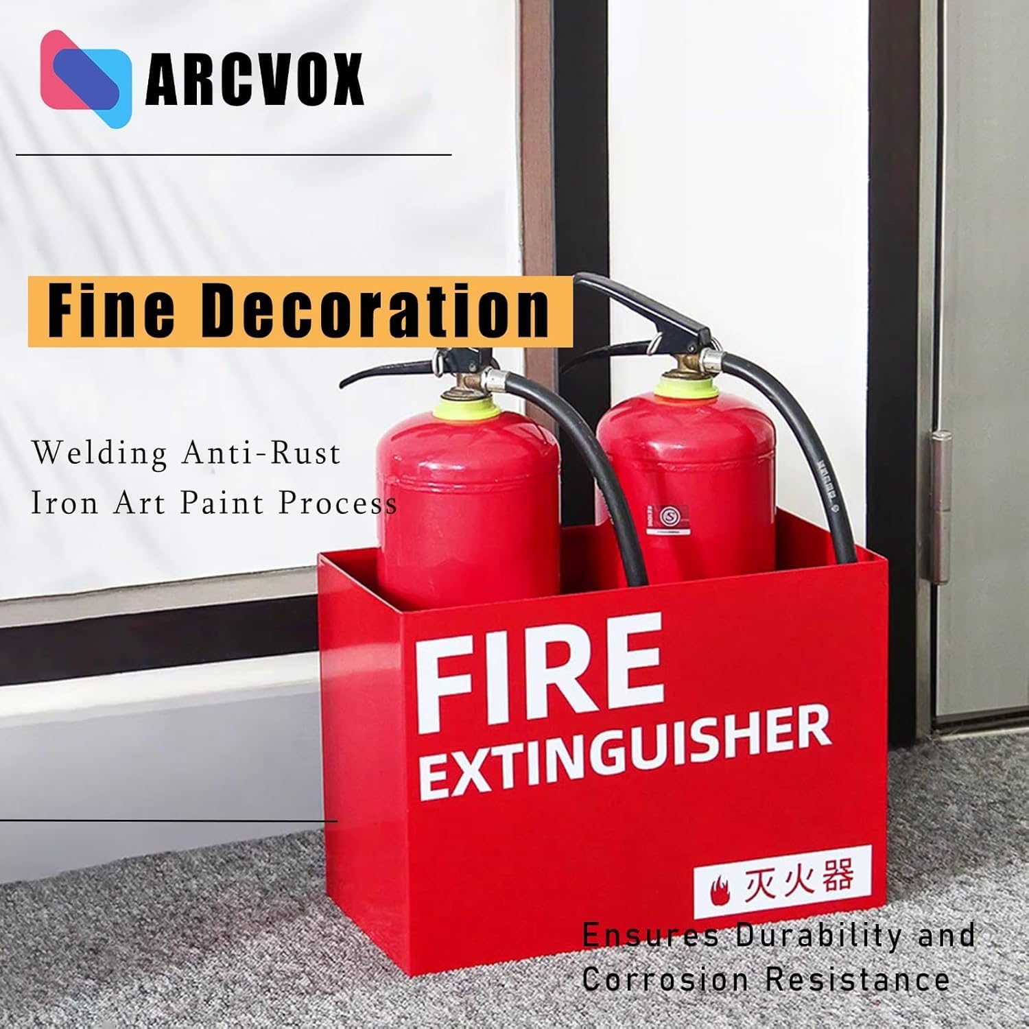 Caja De Extintor De Incendios De Soldadura De Hierro, Capacidad para 2 Extintores De Incendios De 1-8 Kg, Soporte De Extintor De Incendios para Exhibición, Soporte De Extintor De Incen, Red