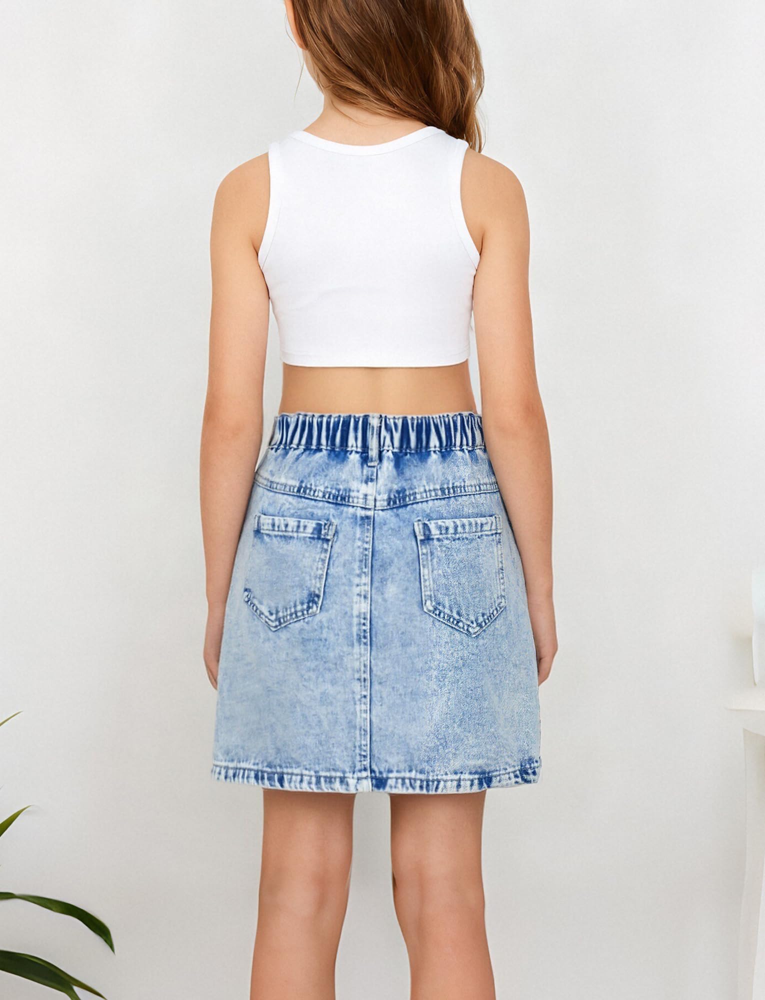 SEAUR Gonna in denim per ragazze 8-12 anni gonna jeans carina casual linea A con tasche
