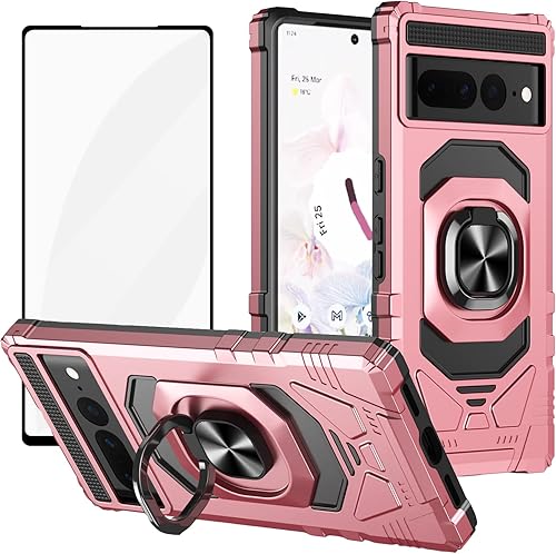 Ailiber Funda para Google Pixel 6A, funda Google 6A con protector de pantalla, soporte de anillo para montaje magnético de automóvil de grado
