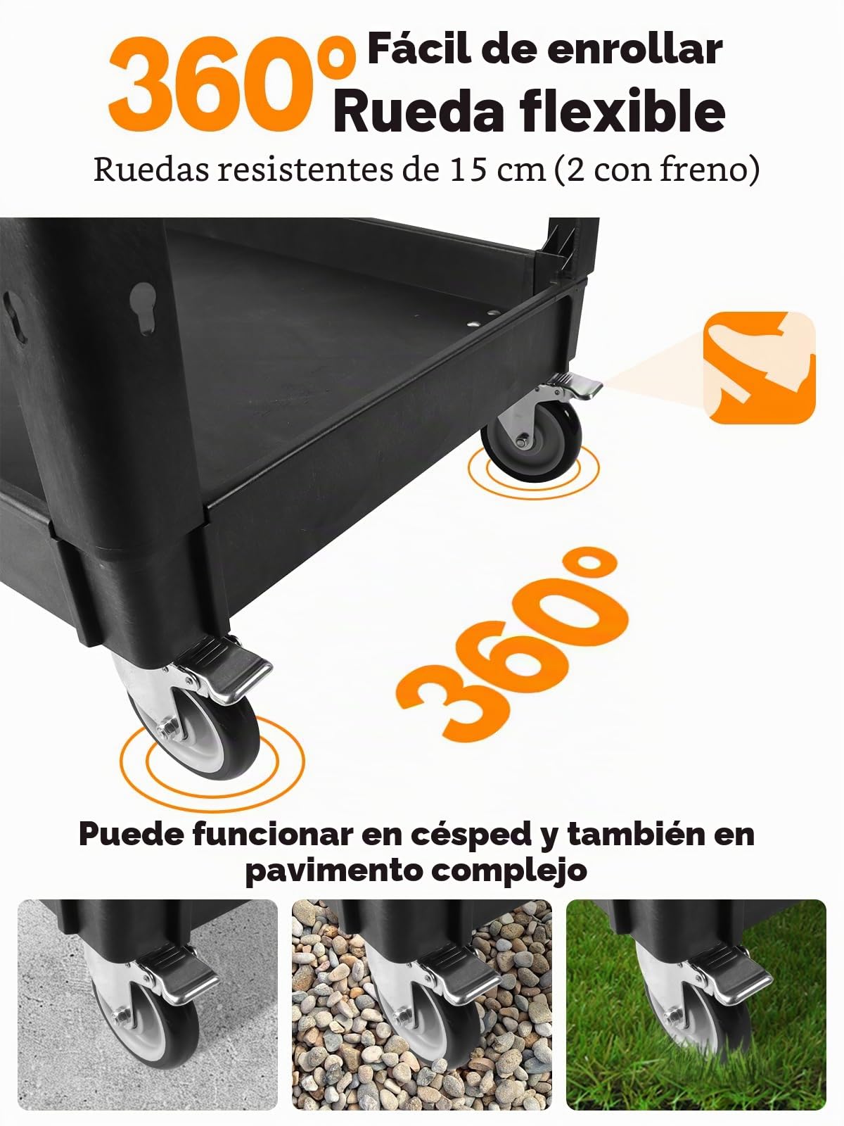 600 libras Carro Utilitario Sobre Ruedas, Kalolary Carro Rodante Capacidad Adicional 2 Niveles Carro Servicio Grande Multiusos con Asa Organizador Almacenamiento Negro Carro Herramientas Móvil Almacén