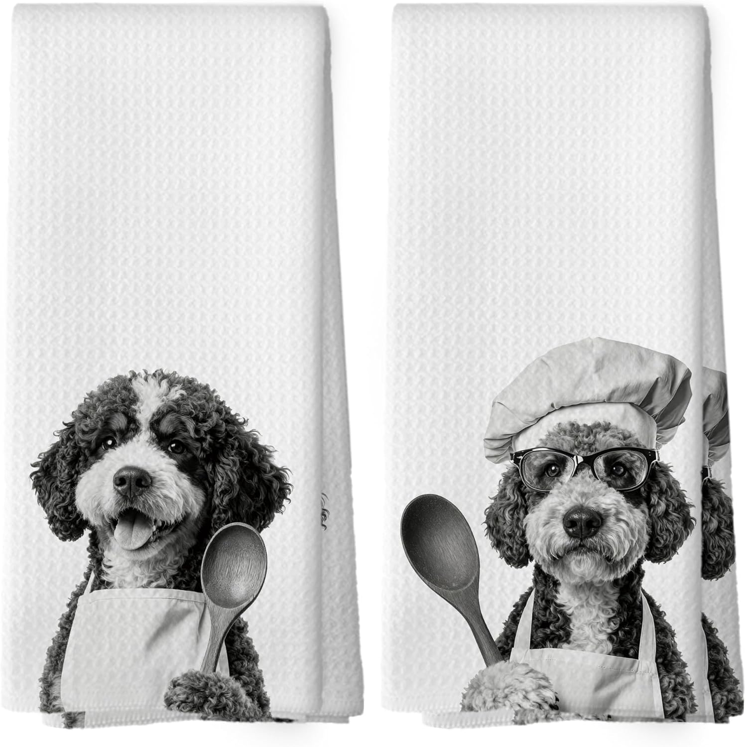 Funny Bernedoodle Kitchen Towels Set of 2, Dog Kitchen Accessories, Dog Chef Gift Hand Towel, Gifts for Dogs Mom Lovers Women, Dining Room Decorative Tea Towel Dish Towels 16x24 Inch