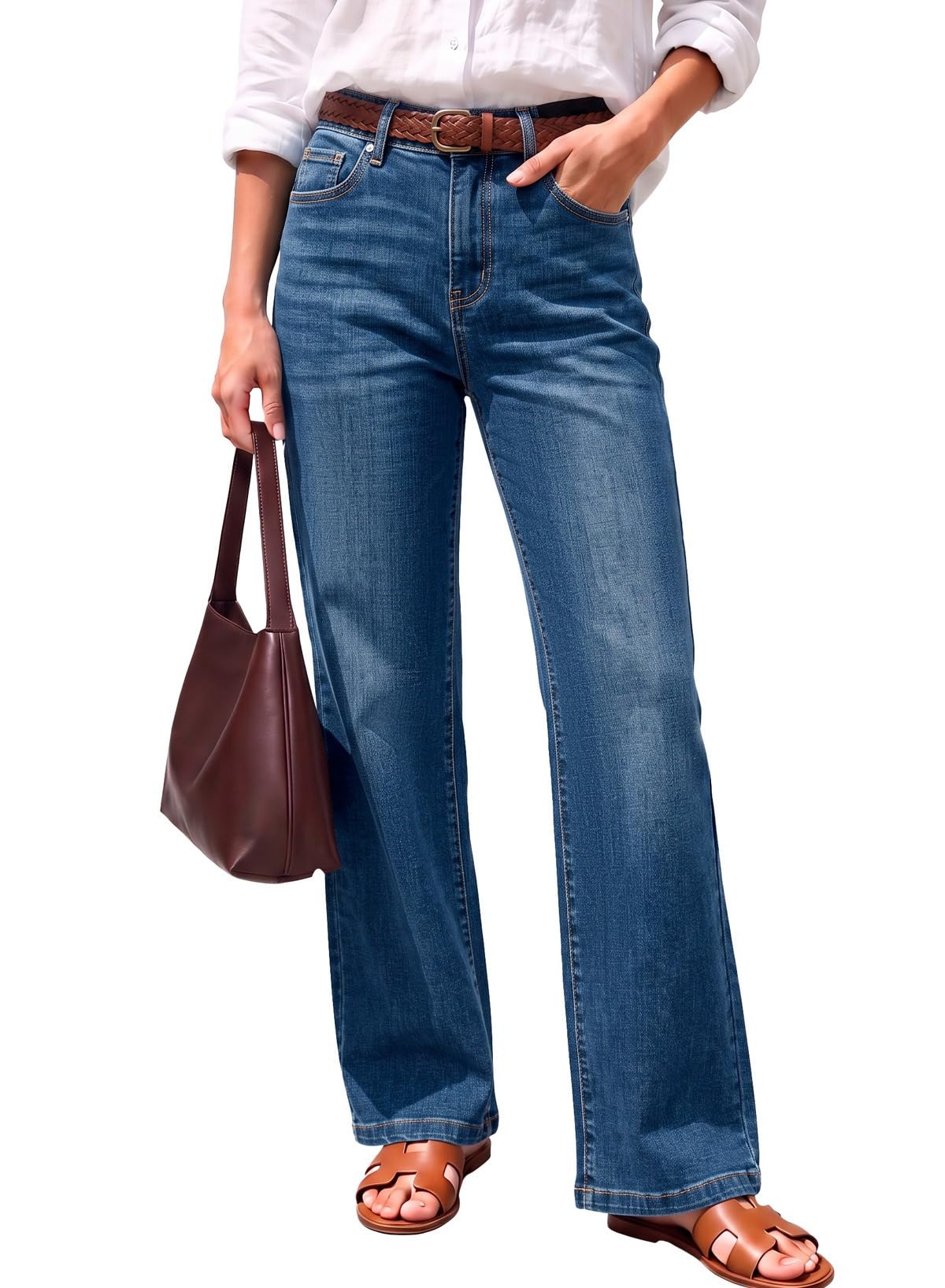 Women's High Waisted Wide Straight Leg Jeans