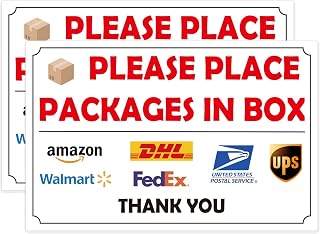 Please Leave Packages Here Sign for Delivery Drivers – Self-Stick Place Packages in Box Waterproof Sticker, Fits Mailbox/Door/Wall, Prevents Lost Packages (Home, Office, Shop)