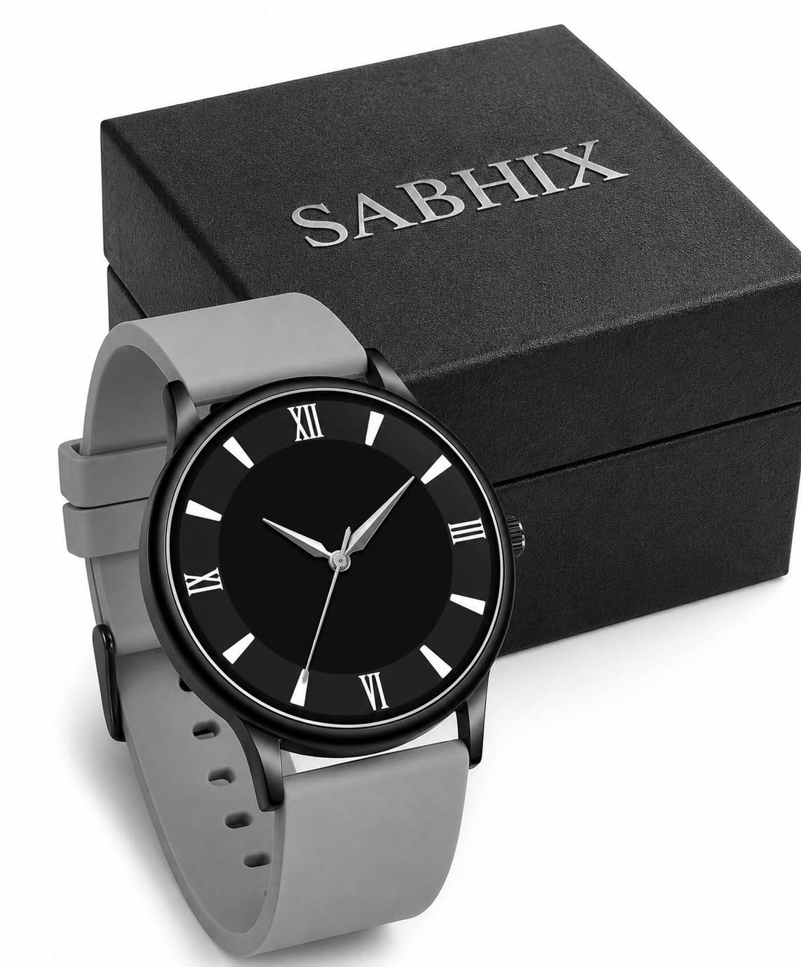 Full Black Analog Watch for Men | Premium Quartz Wrist Watch with Soft Silicone Strap | Minimalist Round Dial Casual Watch for Office, College, Business, Daily Wear & Gift-picture-48